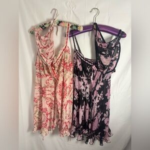 Bundle of Vintage Floral Mini Dress Lace Ribbon Camisole Sets Size L-XL